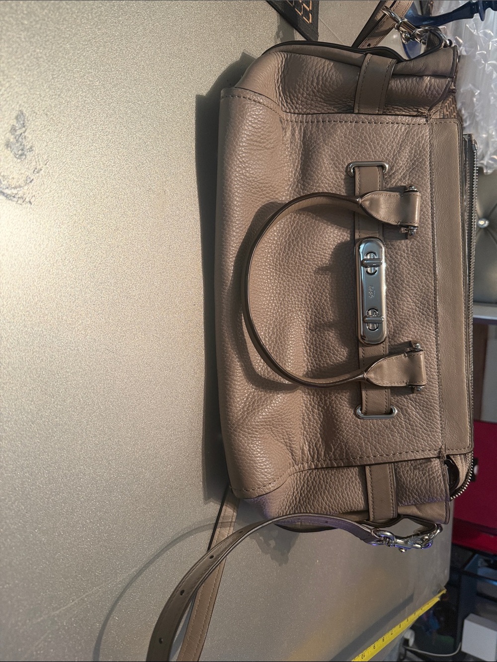 Coach Taupe Brown Pebbled Leather Satchel